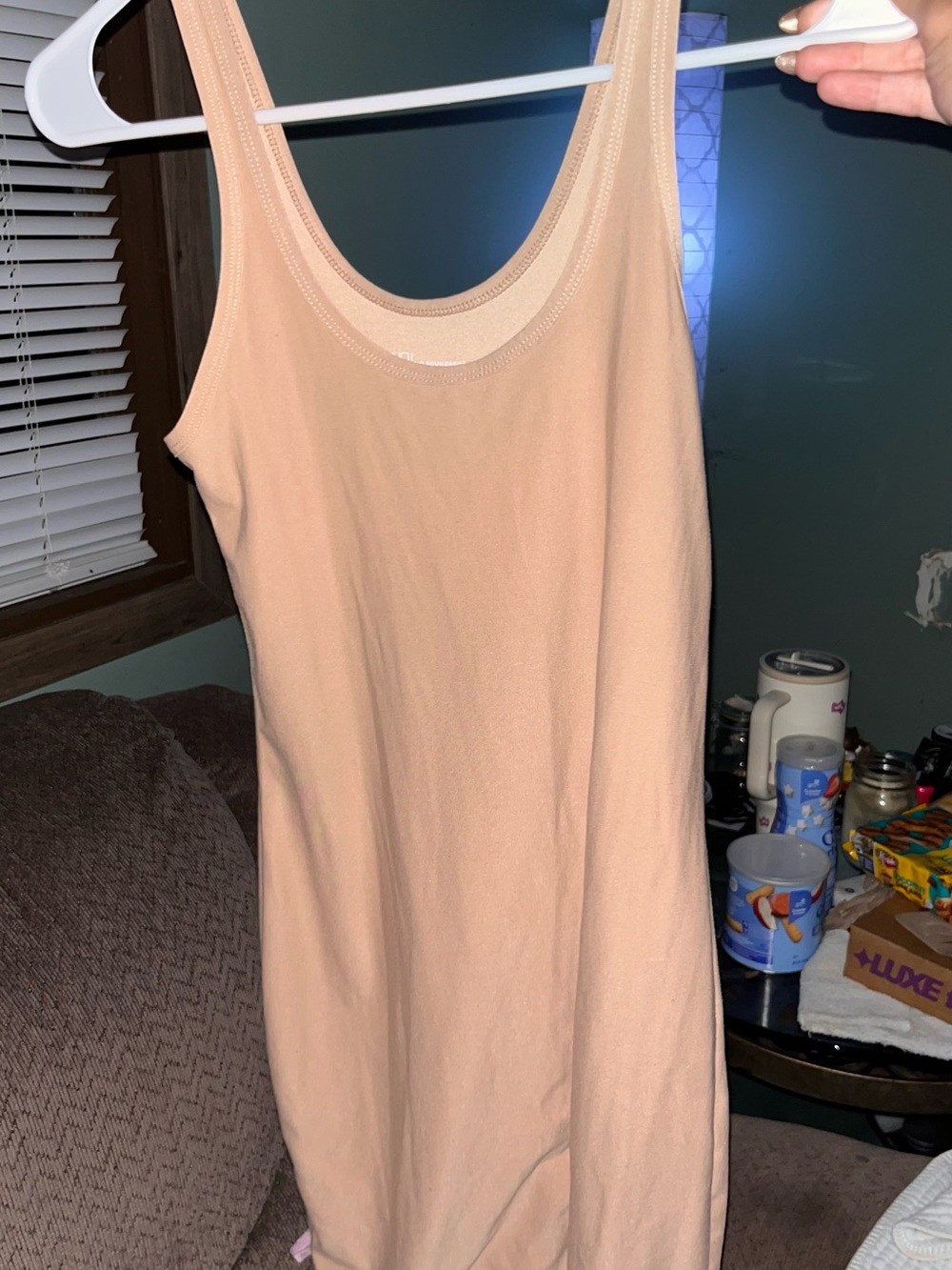 Women's Sleeveless Tank Dress - Nude Beige